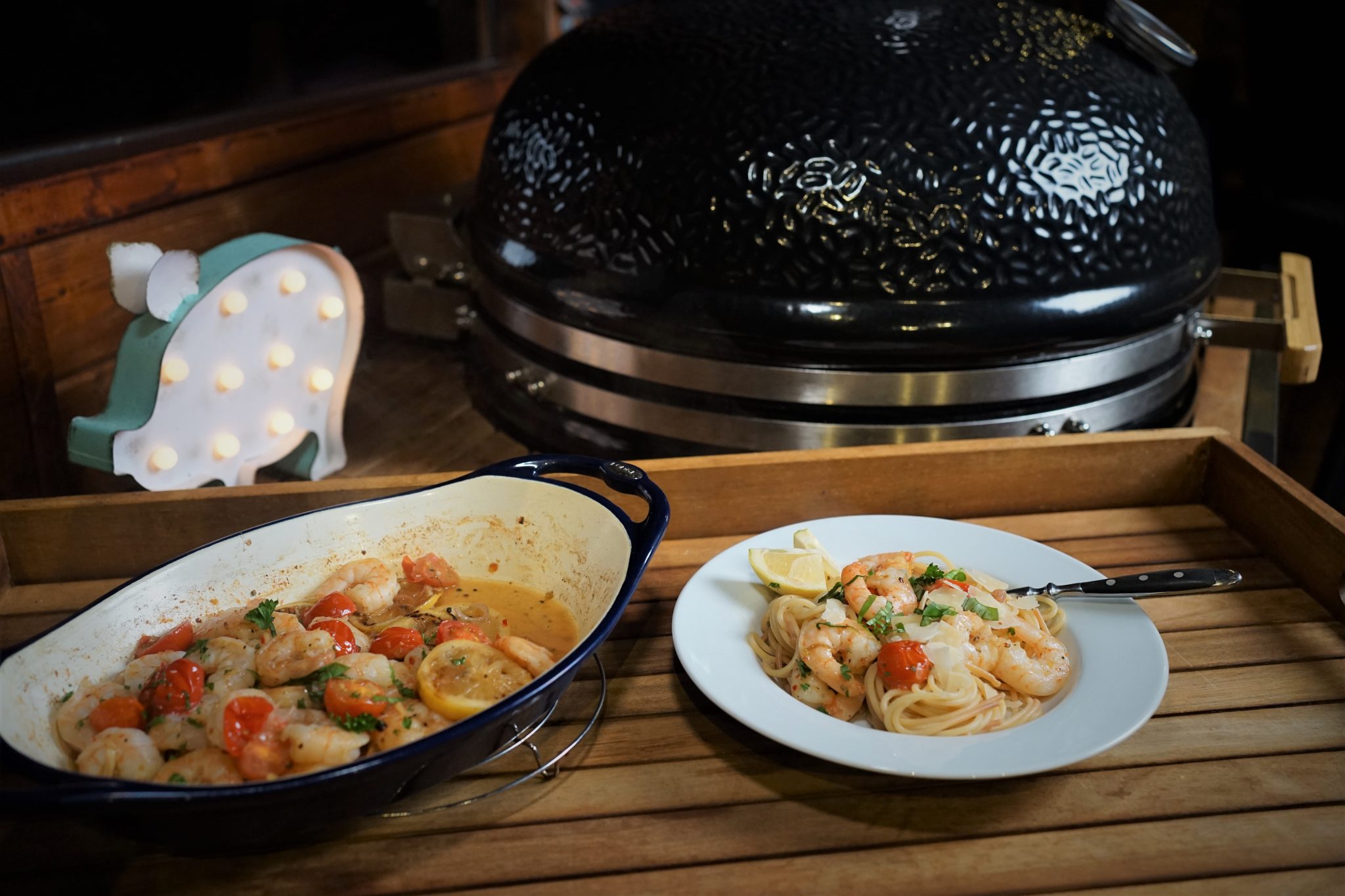 OPEČENÉ TĚSTOVINY S KREVETAMI