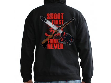 ash vs evil dead hoodie shoot first think never man black