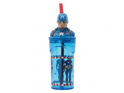 marvel avengers plastova lahev s figurkou a brckem 3d figurine tumbler 360 ml avengers invincible force captain america