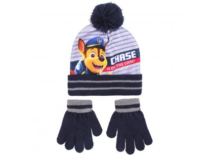 tlapkova patrola paw patrol zimni sada detska upletova cepice rukavice chase