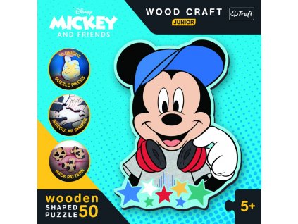 Dřevěné puzzle Mickey Mouse - Junior 50 dílků