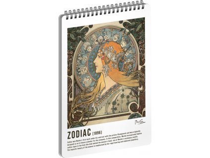 Spirálový blok Alfons Mucha - Zodiac, linkovaný