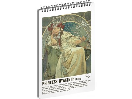 Spirálový blok Alfons Mucha - Princezna, linkovaný