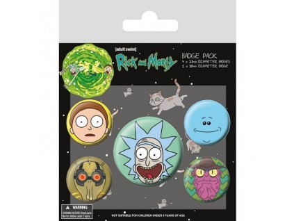 rick and morty sada placek hlavy 5 ks