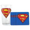 Sada tácků a sklenice Superman