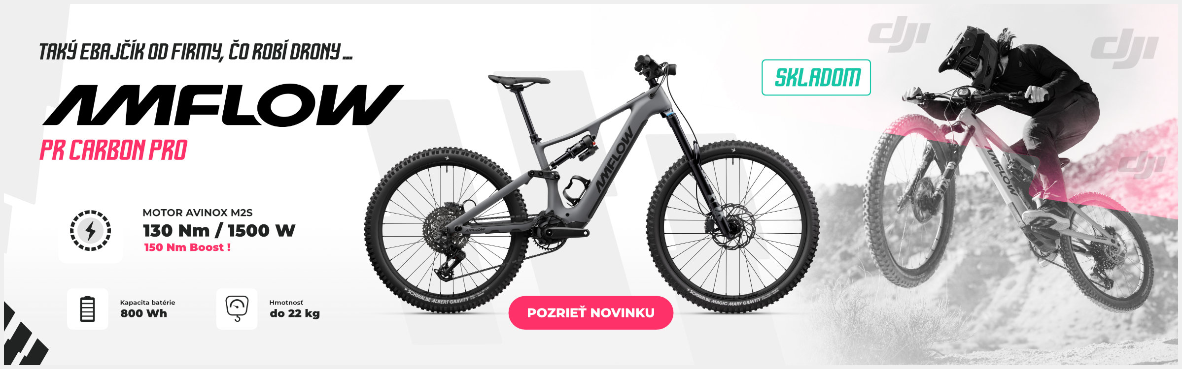 Elektrobicykel Amflow PR Carbon Pro s Avinox motorom s krútiacim momentom 130 Nm a výkonom 1500W