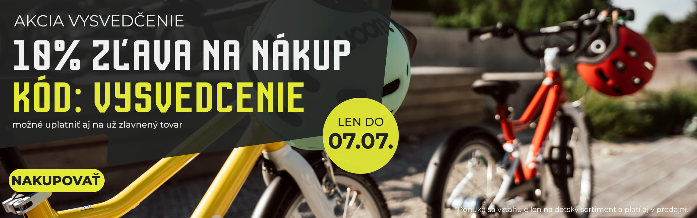 Zľavový kupón 'VYSVEDCENIE' pre zľavu 10% na detský sortiment