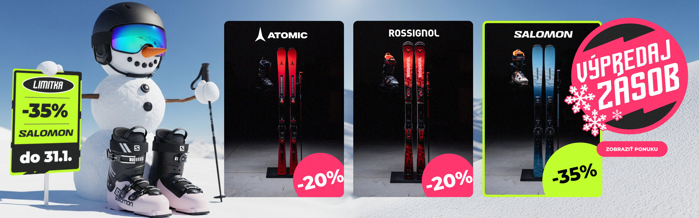 Výpredaj zásob - Lyžovanie - Atomic, Fisher, Rossignol za super ceny a Salomon do 31.1. -35