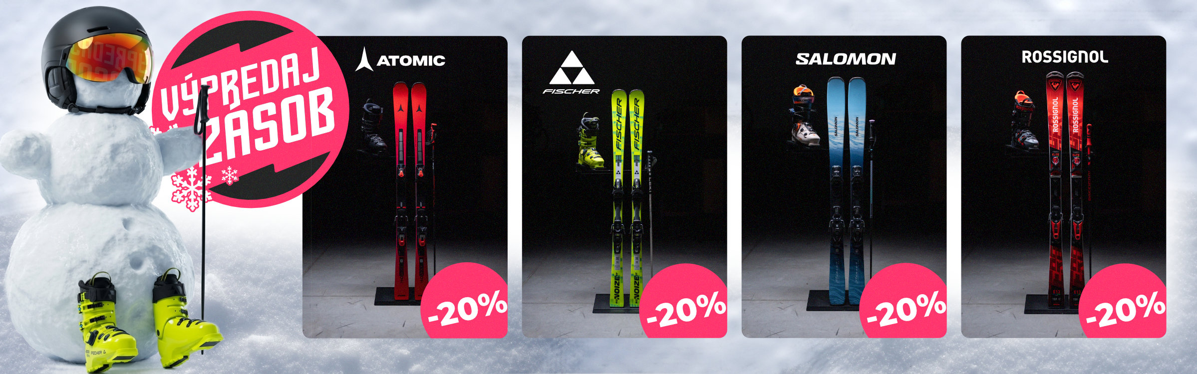 Výpredaj zásob - Lyžovanie - Salomon, Atomic, Fisher, Rossignol za super ceny