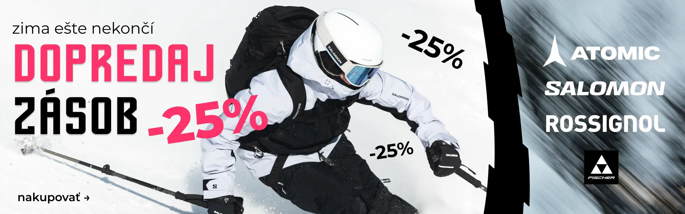 Salomon, Atomic, Fisher, Rossignol v 25 percentnej zľave