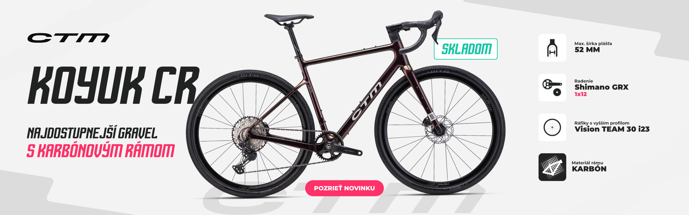 Najdostupnejší gravelový bicykel Koyuk od CTM nájdeš u nás skladom
