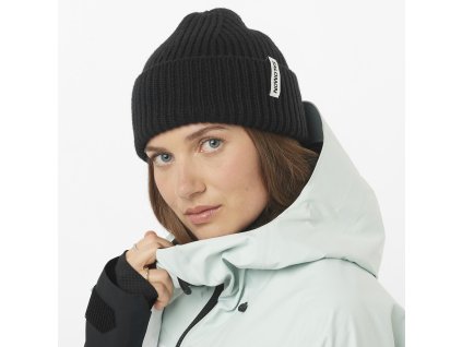 Čiapka Salomon SNOWBIRD BEANIE U-DEEP BLACK DEEP BLACK (Veľkosť OSFA)