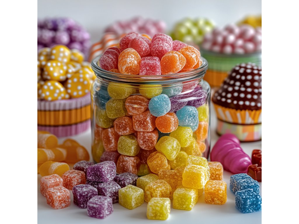 aqueuse Vibrant photo of assorted candy in colorful wrappers ne c13d9e2b 1d92 4967 9349 e19cab172173