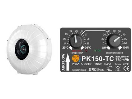 3833 ventilator prima klima 150mm 760m3 h temp ctrl s regulaci teploty