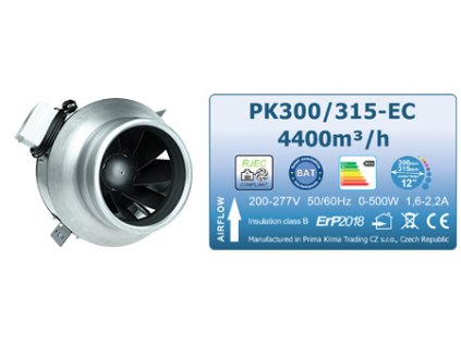 Ventilátor PRIMA KLIMA Blue Line 4250m3/h, 315mm, EC motor (PK300/315-EC)