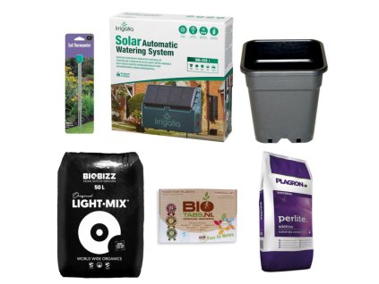 Závlahový komplet Irrigatia Solar pro 12 rostlin, s květináči Wilma