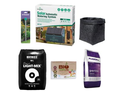 Závlahový komplet Irrigatia Solar pro 12 rostlin, s textilními květináči Gronest