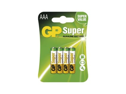 Alkalická baterie GP Super AAA (LR03) - balení 4 ks