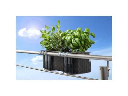 Plastkon Cobble Trio chytrý květináč Antracit, 39.7x14x14 cm