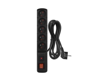 Emos přepěťová ochrana 5 zásuvek 3 m, 3x1 mm, černá