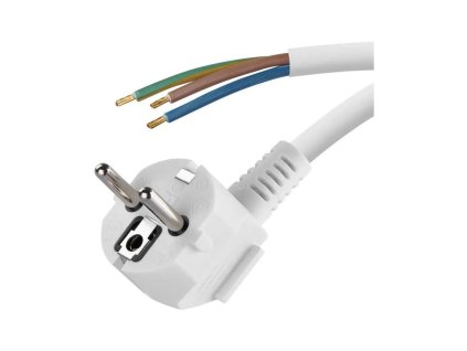 Kabel napájecí s EU zástrčkou a volným koncem, 2 m BÍLÝ