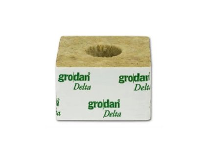 Grodan 75x75x65 mm, pěstební rockwool kostka s dírou 27x40 mm, 1 ks