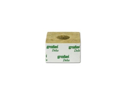 Grodan 100x100x65 mm, pěstební rockwool kostka s malou dírou 27x40 mm, 1 ks
