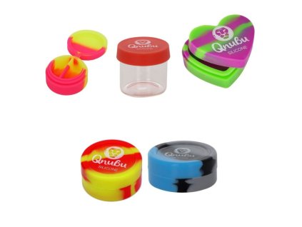 Qnubu Silicone Set, sada silikonových pouzder a skleněných dóz na extrakty