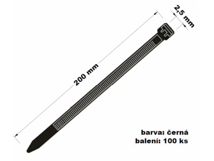 Stahovací páska plastová, délka 20cm, balení 100ks