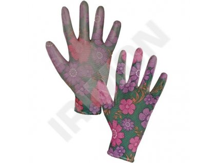Zahradní rukavice máčené -  vzor květiny