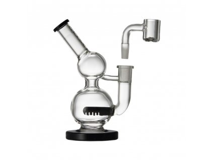 38192 groove micro round glass rig clear and black bong sklo
