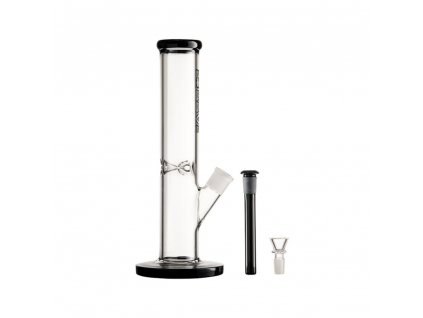 38213 groove straight tube 12 black and clear bong sklo