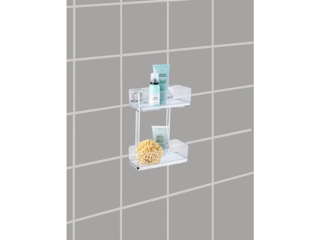 QUADRO, Wandregal cm VacuumLoc Zweistöckiges OHNE glänzend 33x26x14 Metall Badezimmerzubehör SCHUBLADE 4008838147955 WENKO, z22691100,