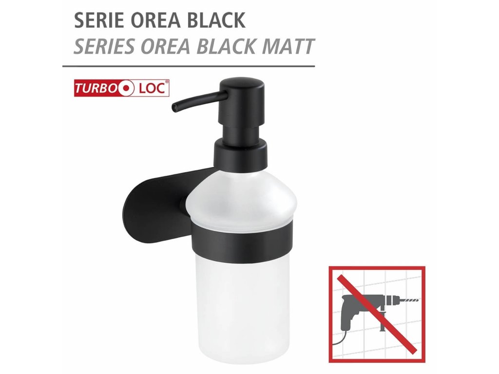 schwarz WENKO, cm Badausstattung OREA TurboLoc Seifenspender BLACK, ohne z24291100, 17x10x11 4008838307243 Rücklauf