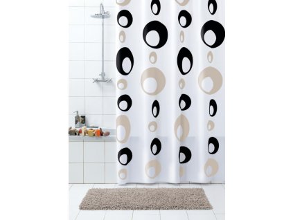 BUBBLES - Duschvorhang 180x200 cm, weiß-beige-schwarz