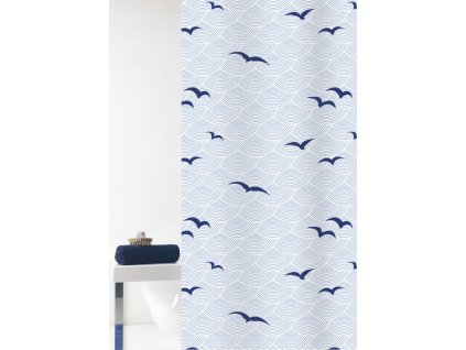 SEACOAST - Duschvorhang 180x200 cm, Weiß Blau