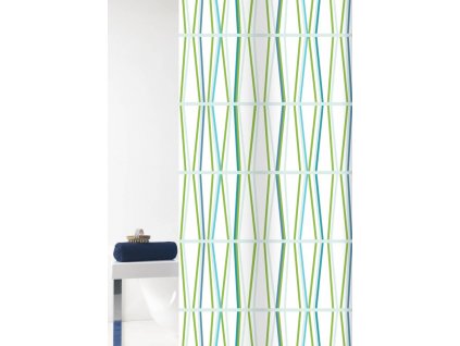 TENURA - Duschvorhang 180x200 cm, weiß-grün