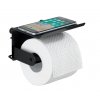 OHNE BOHREN Classic Plus - Toilettenpapierhalter mit Ablage, schwarz