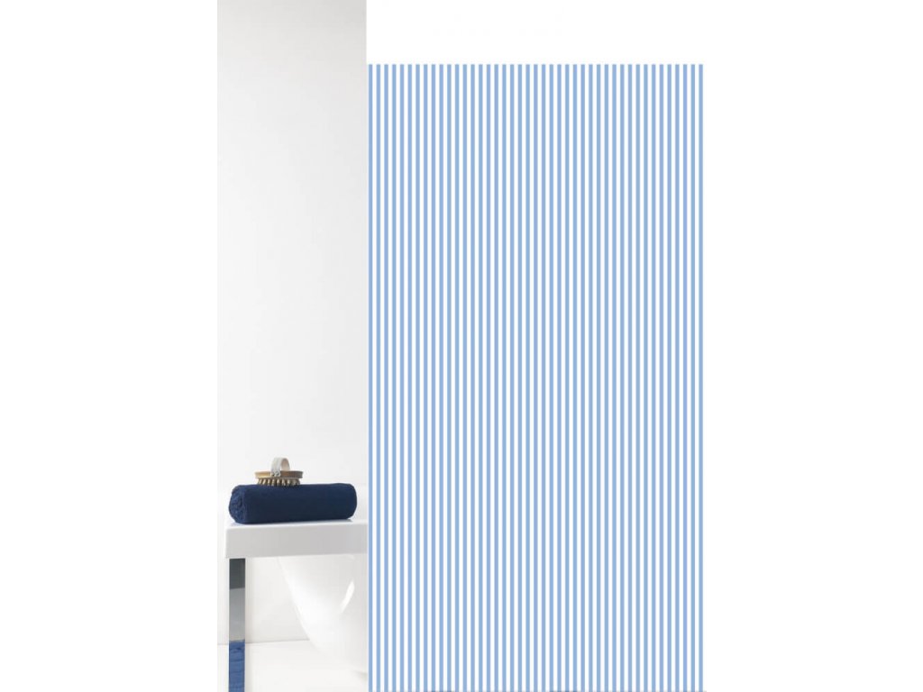 VERTICAL - Douchegordijn 180x200 cm, wit blauw