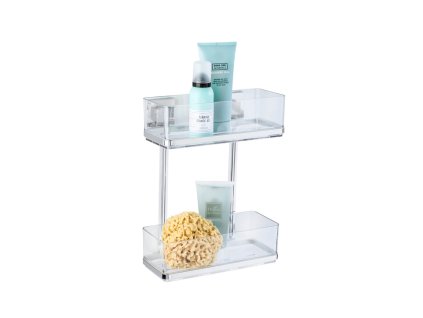 ZONDER BOREN VacuumLoc QUADRO - Wandplank met twee niveaus, glanzend metaal