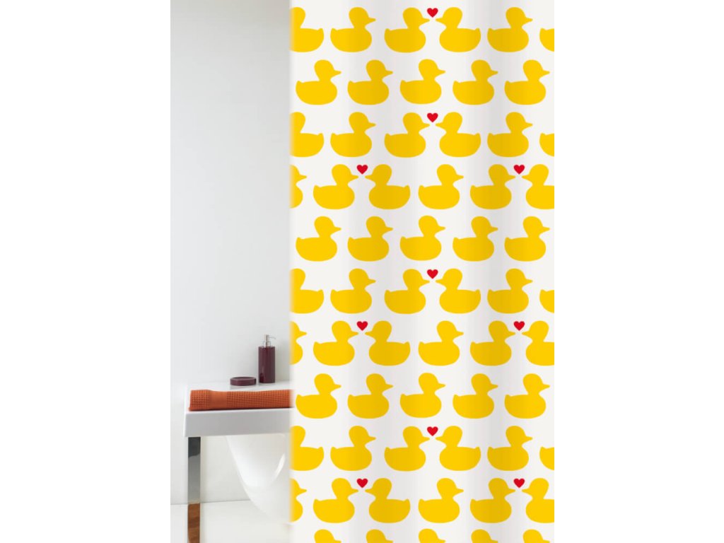 HAPPY SPRING - Zasłona prysznicowa 180x200 cm, żółto czerwona