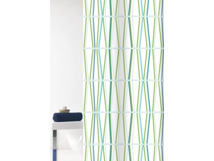 TENURA - Zasłona prysznicowa 180x200 cm, biało-zielona