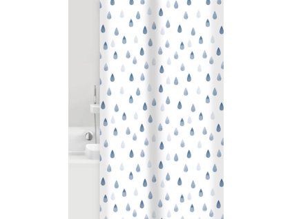 DROPS - Zasłona prysznicowa 180x200 cm, Biały i niebieski
