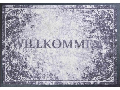 WILLKOMMEN - Maty domowe czarne (Wymiar 40x60 cm)
