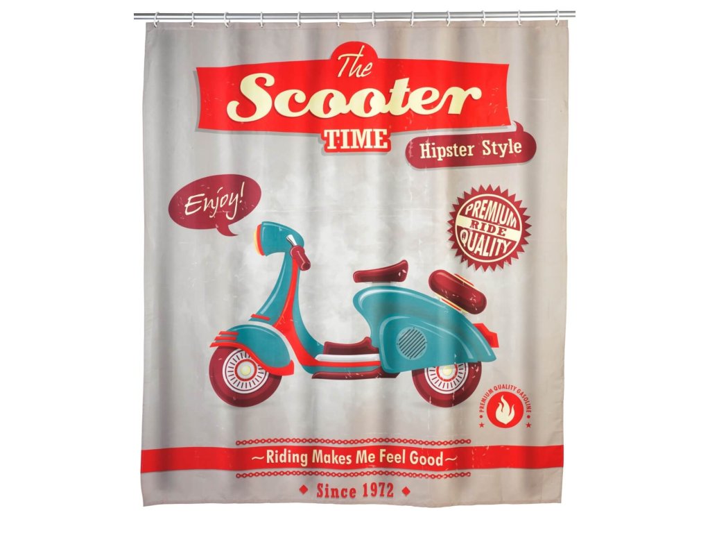 VINTAGE SCOOTER - Sprchový záves, oranžový