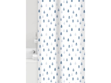 DROPS - Sprchový záves 180x200 cm, biely a modrý