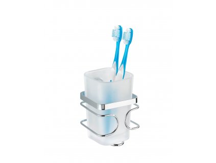 BEZ VŔTANIA Premium - Pohár na zubné kefky, kovovo lesklý