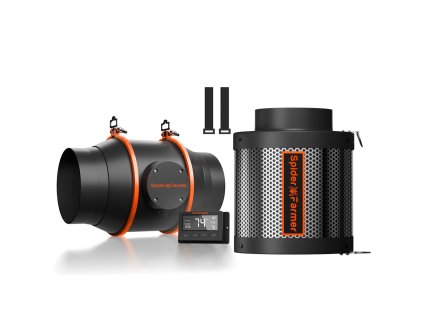 Spider Farmer 152 mm Inline-Ventilator 683 m³/h + 152 mm Aktivkohlefilter + Temperatur- und Feuchtigkeitsregler