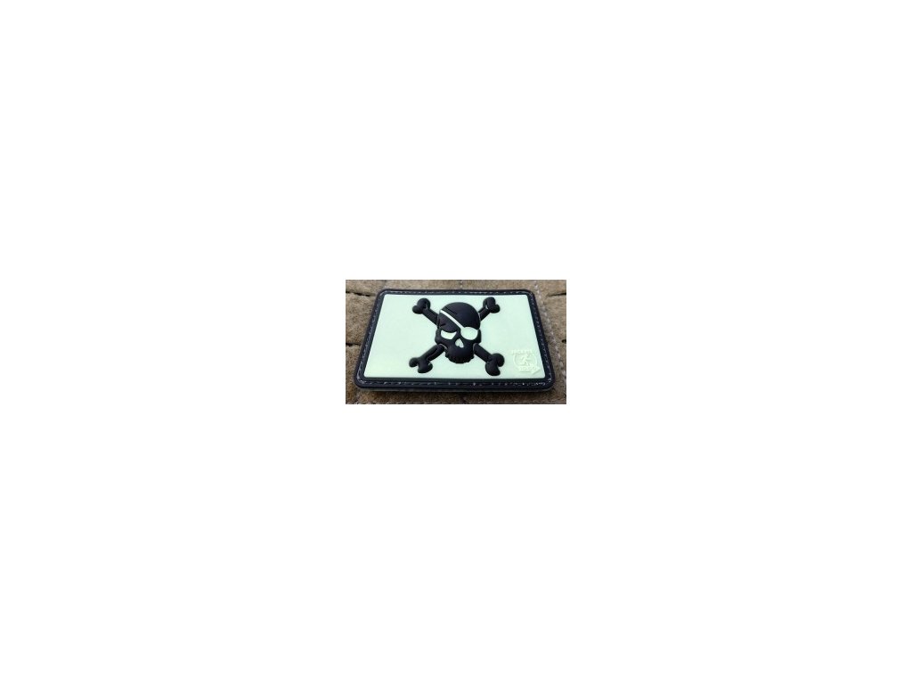 JTG.PSP.bkgid JTG Pirate Skull Patch blackghost gid glow in the dark JTG 3D Rubber patch