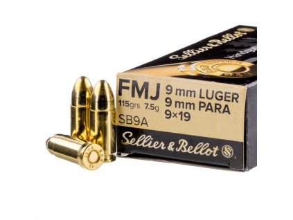 náboj pistolový S&B 9mmL, 115gr/7,5g FMJ